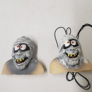Vintage Halloween Paper Magic Mummy Hanging Prop Decor - Heads Only Lot of 2